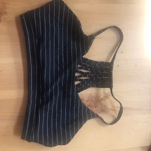 Glyder Black and White Striped Sports Bra